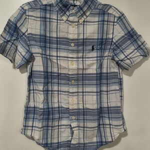 Ralph Lauren Blue and White Plaid Button Down Shirt